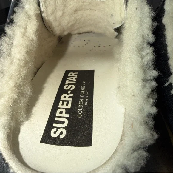 GOLDEN GOOSE Super-Star Sabots in Black Leather w/ Shearling Lining Sz 39 (US 8)